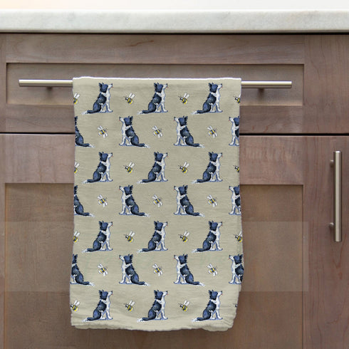 Border Collie & Bee Tea Towel